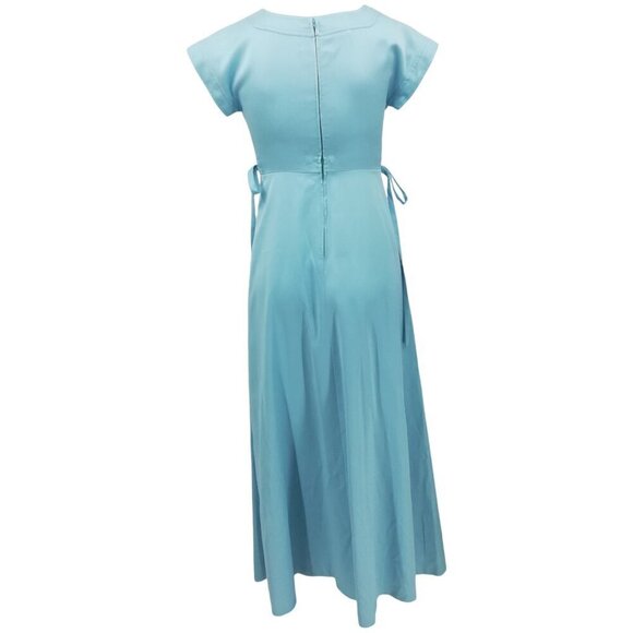 Vintage Verdas Blue Maxi Cap Sleeve Empire Waist Dress Size XS Juliet Princess - Picture 11 of 15